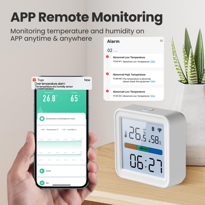 WiFi Thermometer Hygrometer: Smart Temperature Humidity Monitor with App Notification