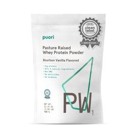 Puori Whey Protein Powder - Bourbon Vanilla - PW1 Pasture Raised Non-GMO - 100% Natural and Pure for Muscle Growth - 21g Protein 1.98lbs