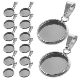 20pcs Pendant Trays Kit Round Bezel Blanks Trays Pendant Cabochon Settings for DIY Crafting Photo Jewelry Making Silver