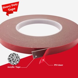 Heavy Duty Double Sided Mounting Tape, AWSOM LED Strip Lights Adhesive Tape Waterproof,Removable Foam Tape Suit Wall Mounting,Car Mounting,Office Tape(10Metres/Pack)