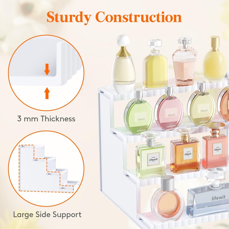 Lifewit Perfume Organizer with Fences, Plastic Cologne Stand, Tool-Free Assembly,