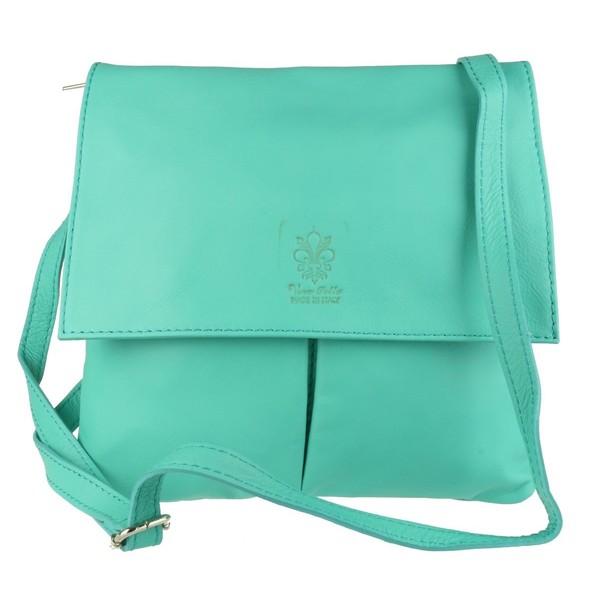 Girly Handbags Double Pocket Italian Genuine Leather Messenger Bag Crossbody