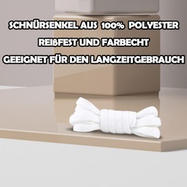 WENRENMK 2 Pairs of Shoelaces, Elastic Shoelaces, Flat Shoelaces, 8 mm Wide, Suitable for Work Shoes, Sports Shoes, Outdoor Shoes, White