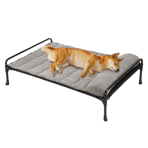 Veehoo Elevated Raised Dog Bed+Removable Padded Bolster-Cooling Outdoor Indoor Dog
