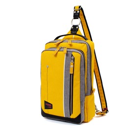 Mustache JEV-4001 Evangelion Collaboration 2-Way Body Bag, Backpack, Large Capacity, A4, Heathered Polyester, Synthetic Leather, yellow (mustard)