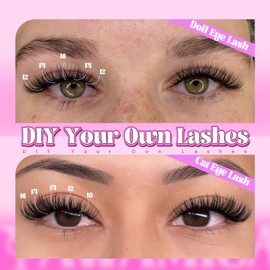 Yawamica Wispy Lash Clusters C Curl Individual Lashes DIY Cluster Eyelash Extensions 10-16mm Natural Eyelash Clusters 144 pcs Soft Lashes Clusters with Thin Lash Band DIY Lash for Self Application