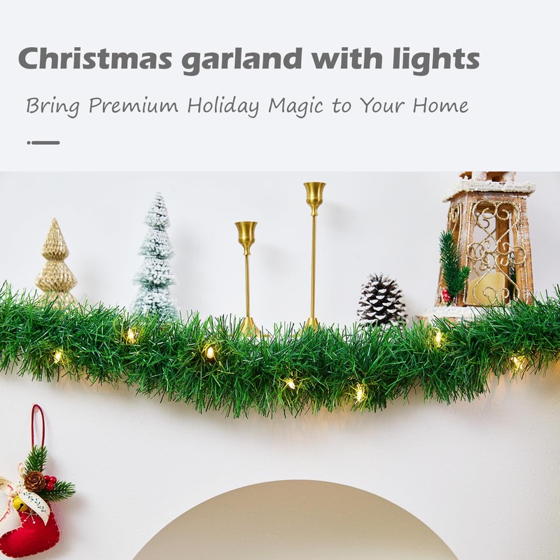 15.4ft Pre-Lit Christmas Garland with Lights – 50 LED Lighted