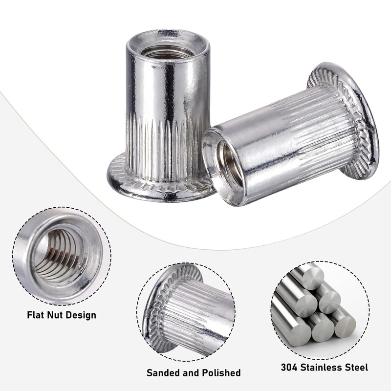 Pxyelec M4 Flat Head Aluminum Rivet Nut Blind Nut Insert