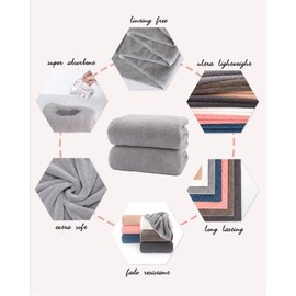 Lumimi Towels 2 Piece Very Soft Microfiber Bath Towel Set Super Absorbent Light Quick Dry and Durable, 55" L x 27" W, 2 Pack Light Grey
