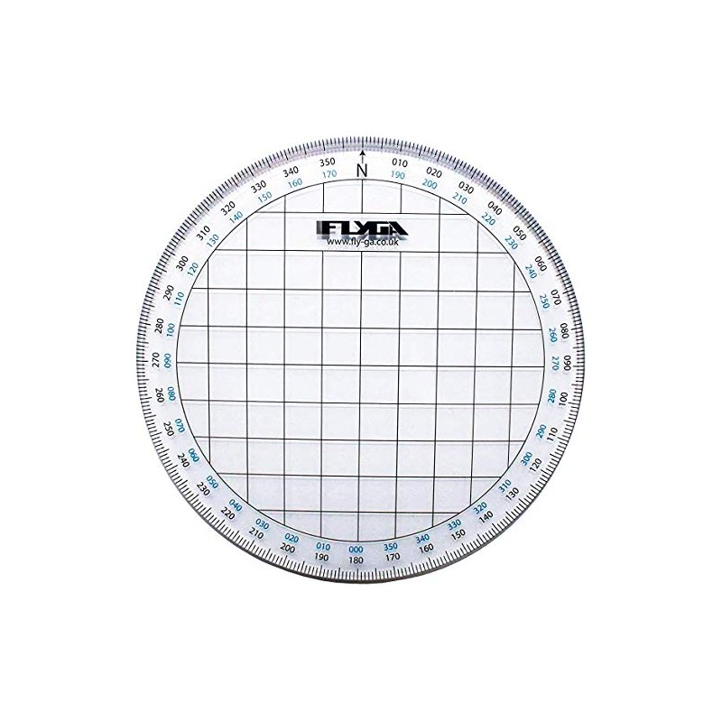 FlyGA Map Navigation Protractor (Circle) - For LAPL, PPL(A), PPL(H)