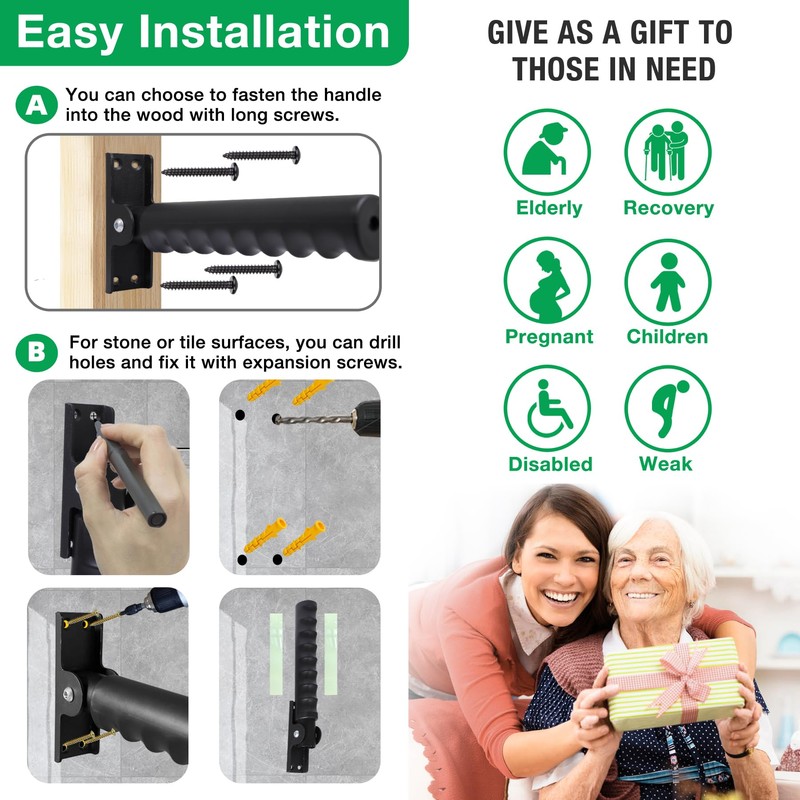 Safety Extended Doorway Flip Assist Handle Grip for Elderly with