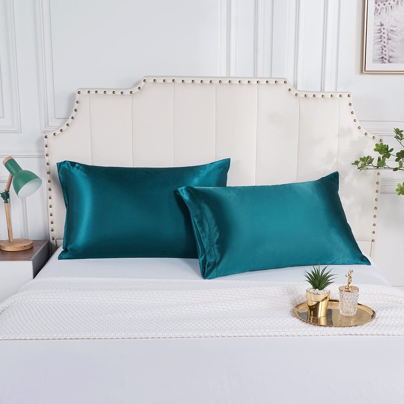 Lirex 2 Pack Satin Pillow Cases, Soft Solid Color Microfiber