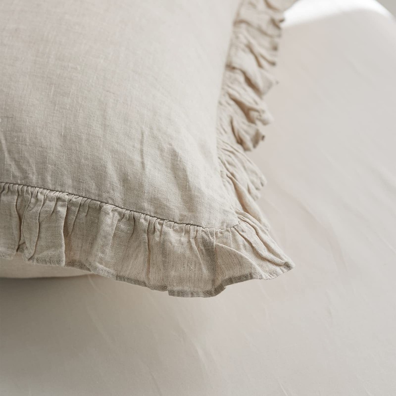 Simple&Opulence 100% Linen Stone Washed Euro Sham with Ruffle 26x26