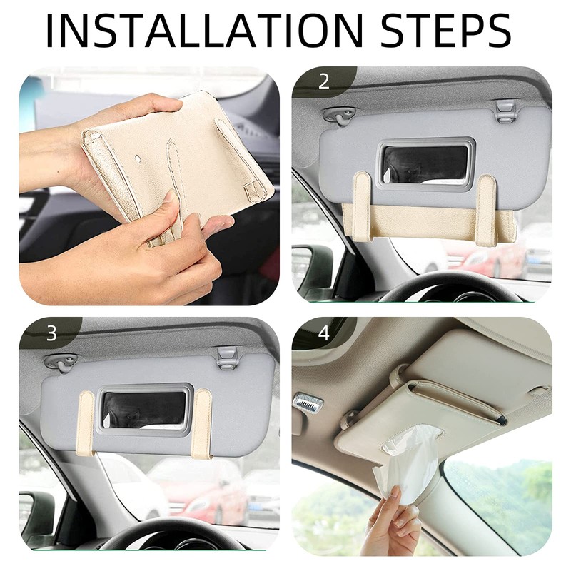 hifrom Car Sunshade Tissue Box, Leather Car Tissue Holder, Car