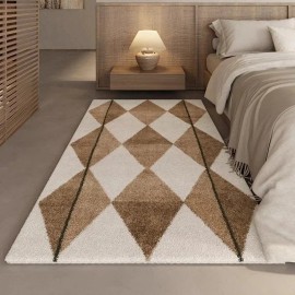 Floor Mats for Bedroom Bedside Carpet for Living Room Home Decoration Foot Mat Soft Plush Minimalism Rugsize: 150*200cm, color: yellowish-white8