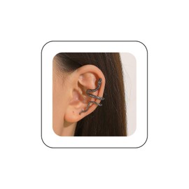 Ximdble Vintage Snake Ear Cuff Earrings Snake Ear Warp Earrings Black Snake Ear Climber Crawler Earrings Punk Snake Fake Helix Cuff Earrings Jewelry for Women （Black）