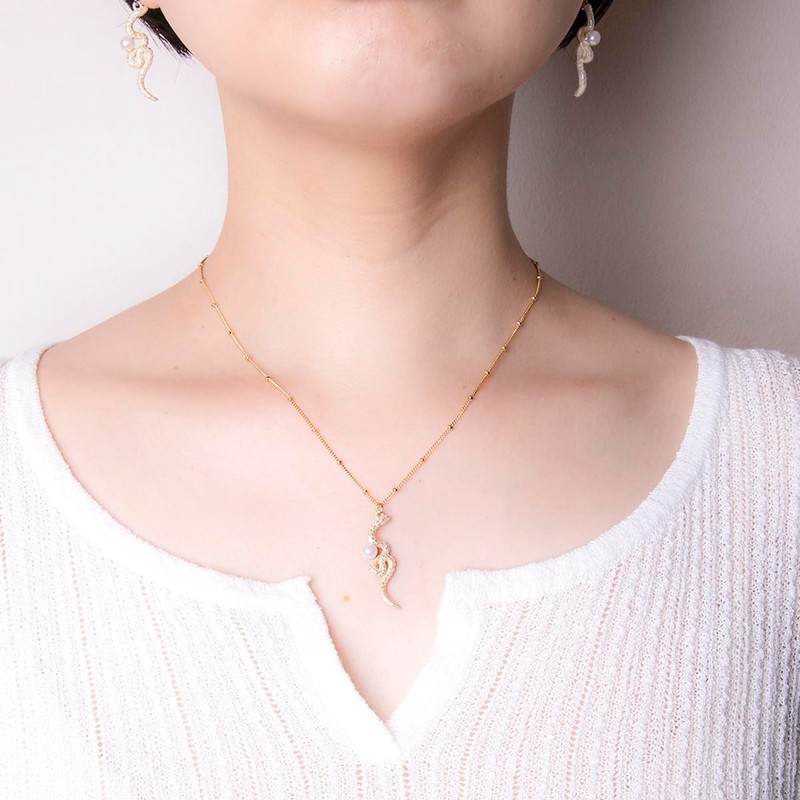 Palnart Poc: Serpence Necklace NE488, Pewter