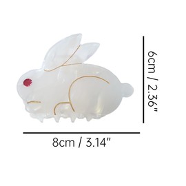 Cute Bunny Hair Clip,Acetate Hair Claw,Small Hair Clips for Women,Milk White