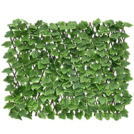 Expandable Faux Ivy Fence Privacy Screen Stretchable Artificial Hedge Single Sided for Balcony Patio Garden (1PC, Grape)…