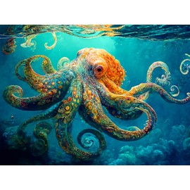 Cross & Glory Jigsaw Puzzles 1000 Pieces - Deep Blue Octopus Odyssey - 1000 Piece Puzzle for Adults | Best New Marine Artwork Ocean Puzzles | Unique Brain Teaser Octopus Puzzle