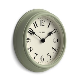 Jones Clocks® Frieze wall clock | Small elegant classic round clock | 23cm | Sage green | Pretty design ideal for the kitchen, living room, bedroom, large or small spaces