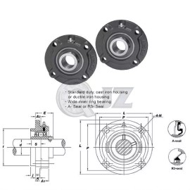 QJZ 2x 1.75 in 4-Bolt Piloted Flange Cast Iron UCFC209-28 Mounted Bearing New