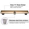 AVSIILE Linear Shower Floor Drain, Brushed Gold 30 Inch 304