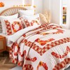 Cmfshape King Size Quilt Set Thanksgiving,Fall Pumpkin Pattern Printed Bedding
