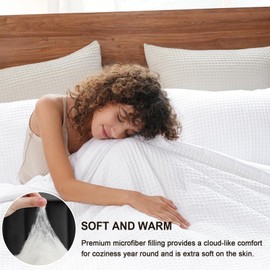 PHF Ultra Soft Waffle Weave Comforter Set California King Size, 3 Pieces Lightweight Breathable Comfy Bedding Set for All Season, Comfy Textured 1 Comforter with 2 Pillow Shams, White