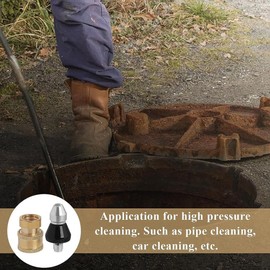 Pinafresa Sewer Cleaning Tool High-Pressure Nozzle, 1/4inch 1 Front 6 Rear Sewer Jetter Nozzle and Pressure Washer Adapter Replacement Accessories