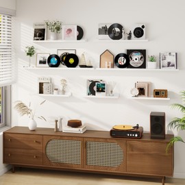 Dreamland Picture Ledge Shelf for Wall, Floating Shelves Set of 2,55 inch Long Floating Shelves with Lip for Living Room,Bedroom,Bathroom,Kitchen,White