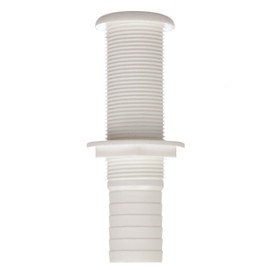 Seachoice Extra Long Thru-Hull Fitting w/Broad Flange for 1-1/8 in. ID Hose, 3 in. Long Thread, White