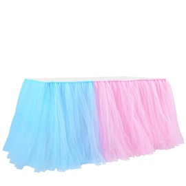 gogoparti Gender Reveal Tulle Table Skirt for Baby Shower Gender Reveal Boy or Girls Bi...