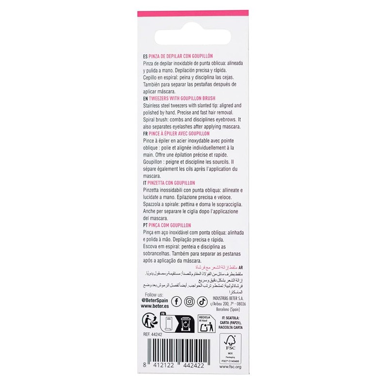 Beter BETER C Dual-Function Tweezers, Exclusive 2-in-1 Design with Slanted