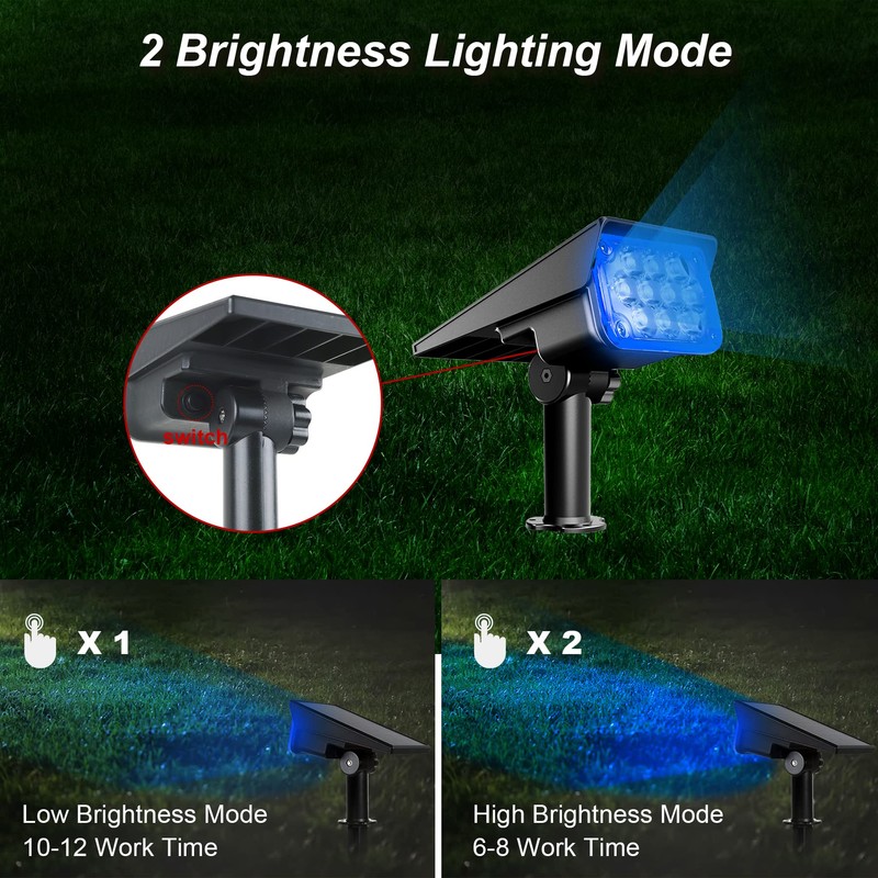 CREPOW Solar Spot Lights Outdoor, Blue Solar Spotlights Landscape Lighting