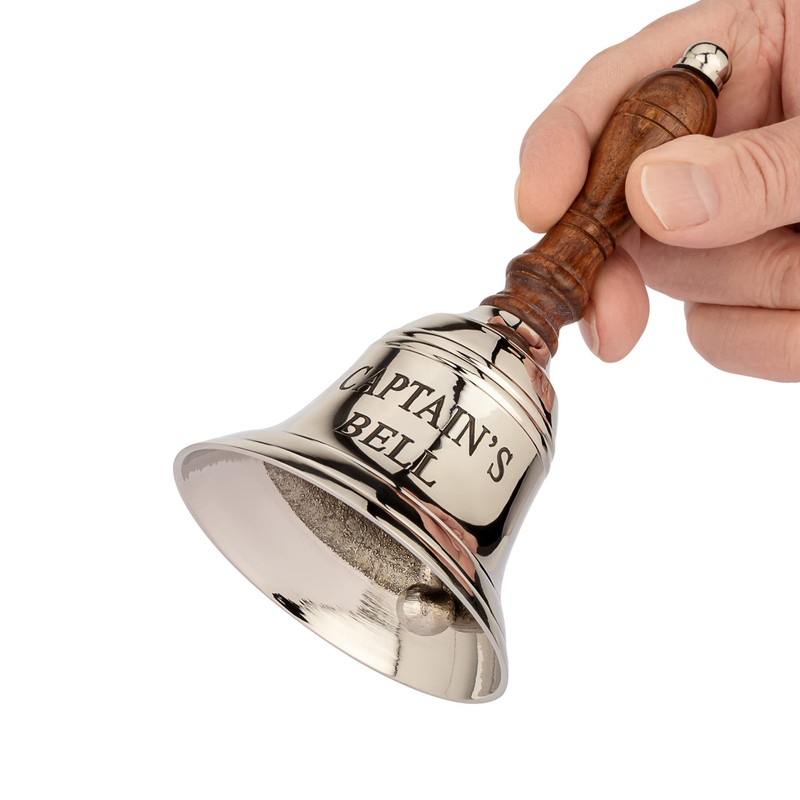 NKlaus Captain's Bell 11799 17 cm Solid Brass Silver Hand