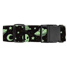 Luggitime Luggage Straps for Suitcases Travel Belt Accessories, Cute Suitcase Strap, Adjustable Luggage Belt Strap, Heavy Duty with Quick-Release Buckle Luggage Strap Cute Green Aliens