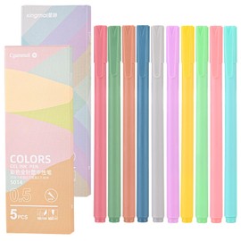 Gel Pens Set 10 Pack – 0.5mm Fine Point Japanese Black Ink Pens with Morandi & Pastel Colours, Smooth Writing Stationery Set with Grip & Metal Clip – Retractable for School & Office Use