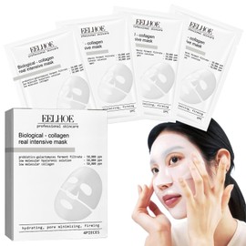 3-in-1-Collagen Maske Overnight, Kollagen Deep Hydration Mask,Straffend Moisturising Bio-dance Collagen Mask,Gesichtsmaske Porenverkleinerung,Tuchmaske für Alle Hauttypen,4 Stück