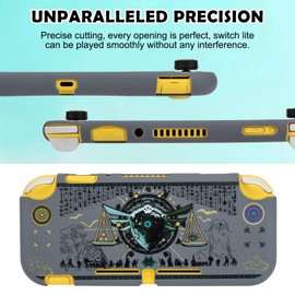 DLseego Protective Case for Switch Lite Version, Soft Shell Cute Cover Case for Games Accessories with 2PCS Thumb Grips Caps - Grey Eye of Kingdom