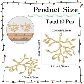 SUNNYCLUE 1 Box 10Pcs Branch Shaped Pendant Holder Brass Prong Pendant Setting Gold Metal Adjustable Leaf Claw Cage Frame Open Charm Bezel for Jewellery Making Necklace Earrings DIY Crafts Supplies