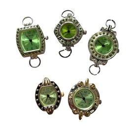 NIMI 5 Piece Elegant Metallic Bold and Sparkle Watch Face Set for Beading and Jewelry Making (Green)