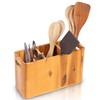 Nabytok Wooden Utensil Holder for Kitchen Counter, 3 Compartments, Rectangle