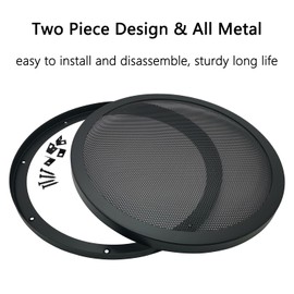 Fuhengli 10" Speaker Grill Covers, Car Speaker Subwoofer Guard Protector, Metal Frame with Metal Mesh, Black - 2Pcs
