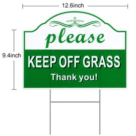 MUXYH 2 Pack Keep Off Grass Sign, Keep Dogs Off Sign for Lawn, 12.6"X9.4" Corrugated Plastic Double Sided with Metal Wire H-Stakes- Stay Off Grass Signs