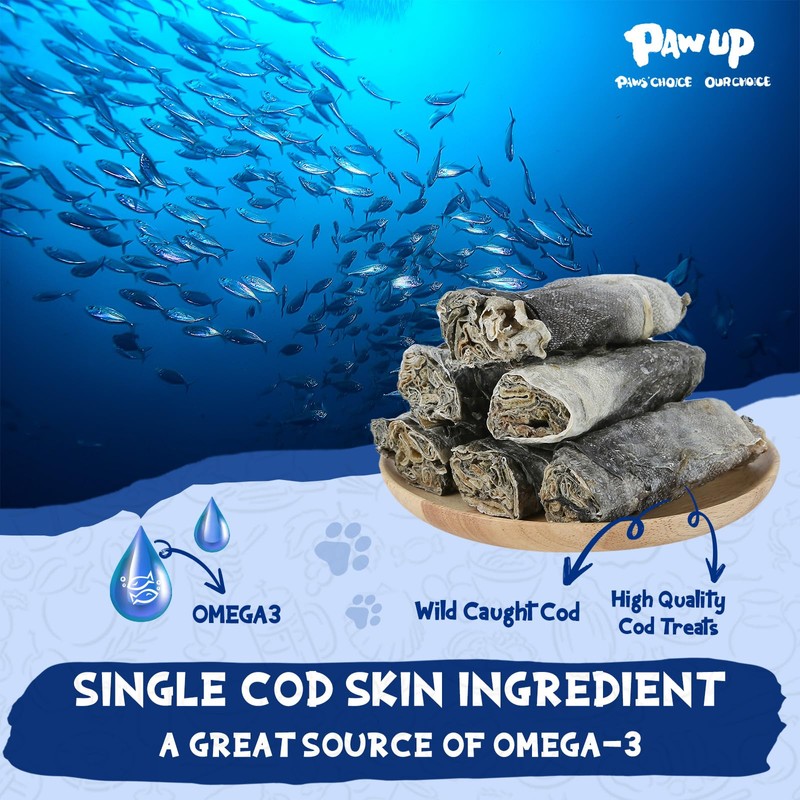 PAWUP Cod Skin Dog Treats - Natural Fish Roll Snacks