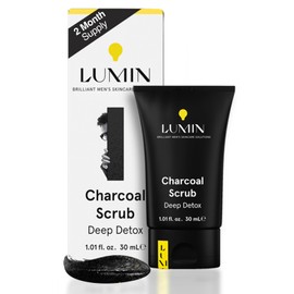 Lumin - Charcoal Scrub Deep Detox for Men - Face Cleanser for Men, Pre Shave Scrub, A charcoal face exfoliator that refreshes & rejuvenates the skin, Suitable for all skin types, 30ml, 1-Pack