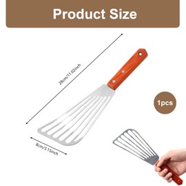 wilcractk Stainless Steel Spatula with Slotted Design - Flat Spatula Made of Stainless Steel in Silver - Kitchen BBQ Fish Turner for Cooking & Roasting, 1 Piece