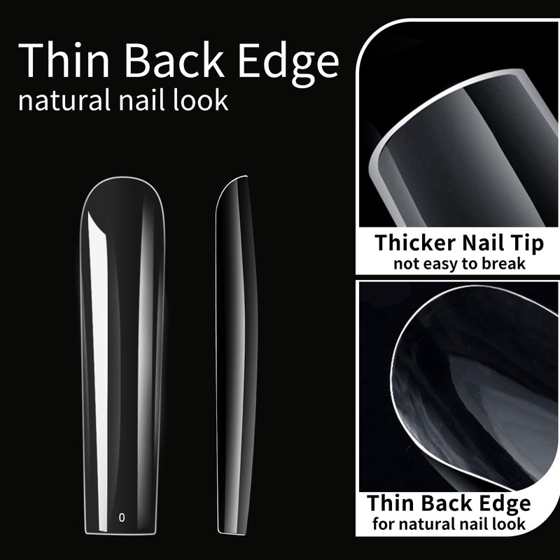 Cycullinyt 240Pcs Square Soft Gel Nail Tips, Long Square Nails,