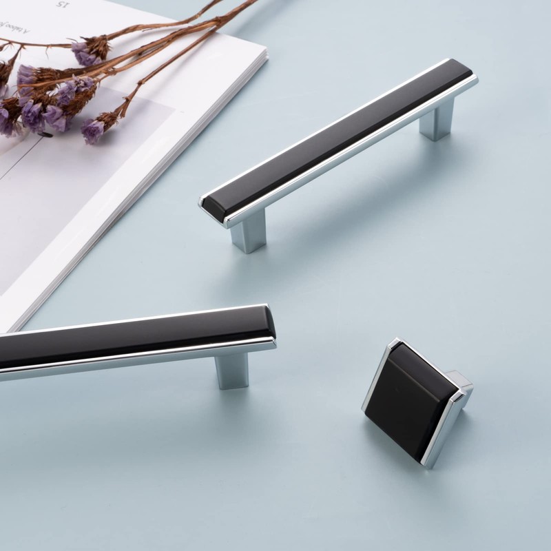 BEROSSA Black and Chrome Cabinet Pulls Matte Black and Polished